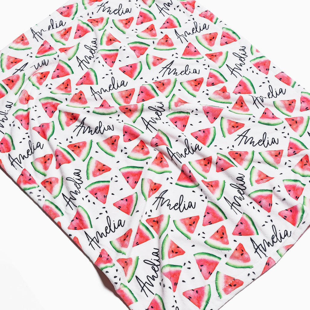 Personalised All Over Name Baby Blanket - Watermelon - Blankids