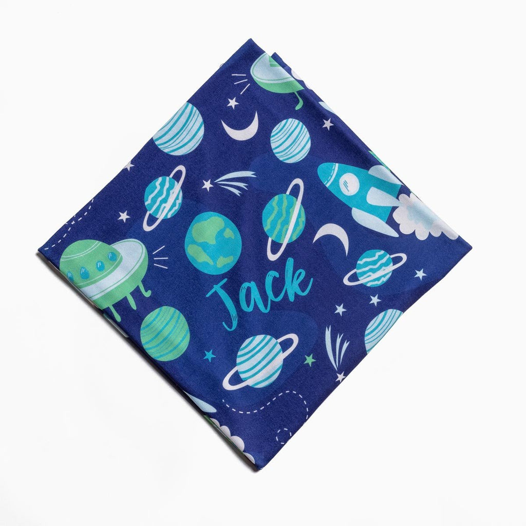 Personalised All Over Name Baby Swaddle - Outer Space - Blankids