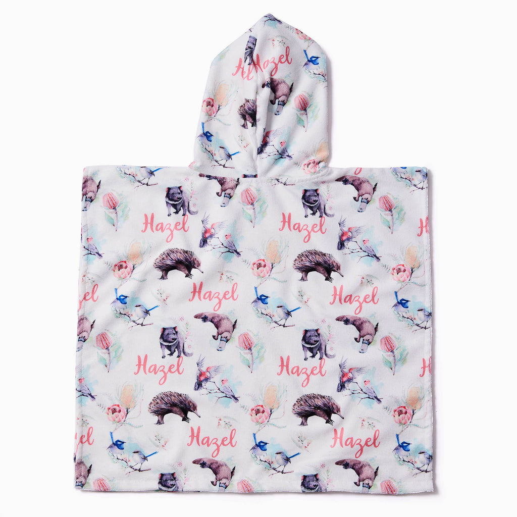 Personalised Hooded Towel - Australian Flora and Fauna - Blankids