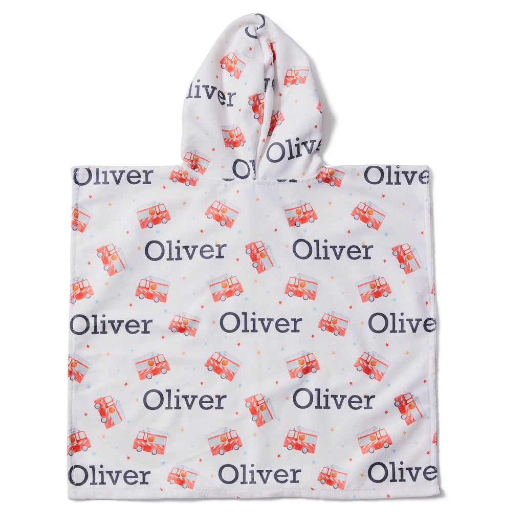 Personalised Hooded Towel - Fire Engines - Blankids