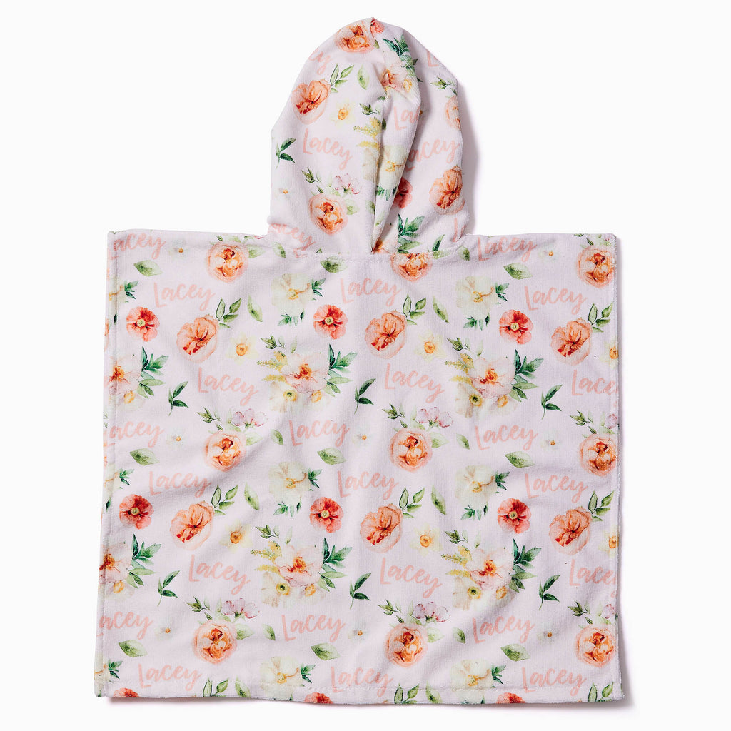 Personalised Hooded Towel - Floral - Blankids