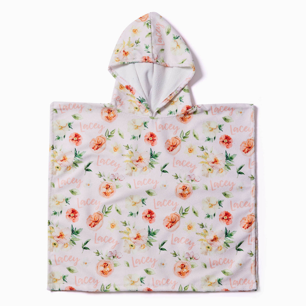 Personalised Hooded Towel - Floral - Blankids