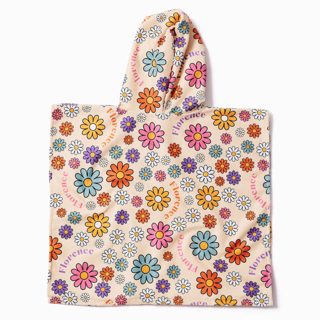 Personalised Hooded Towel - Flower Power - Blankids