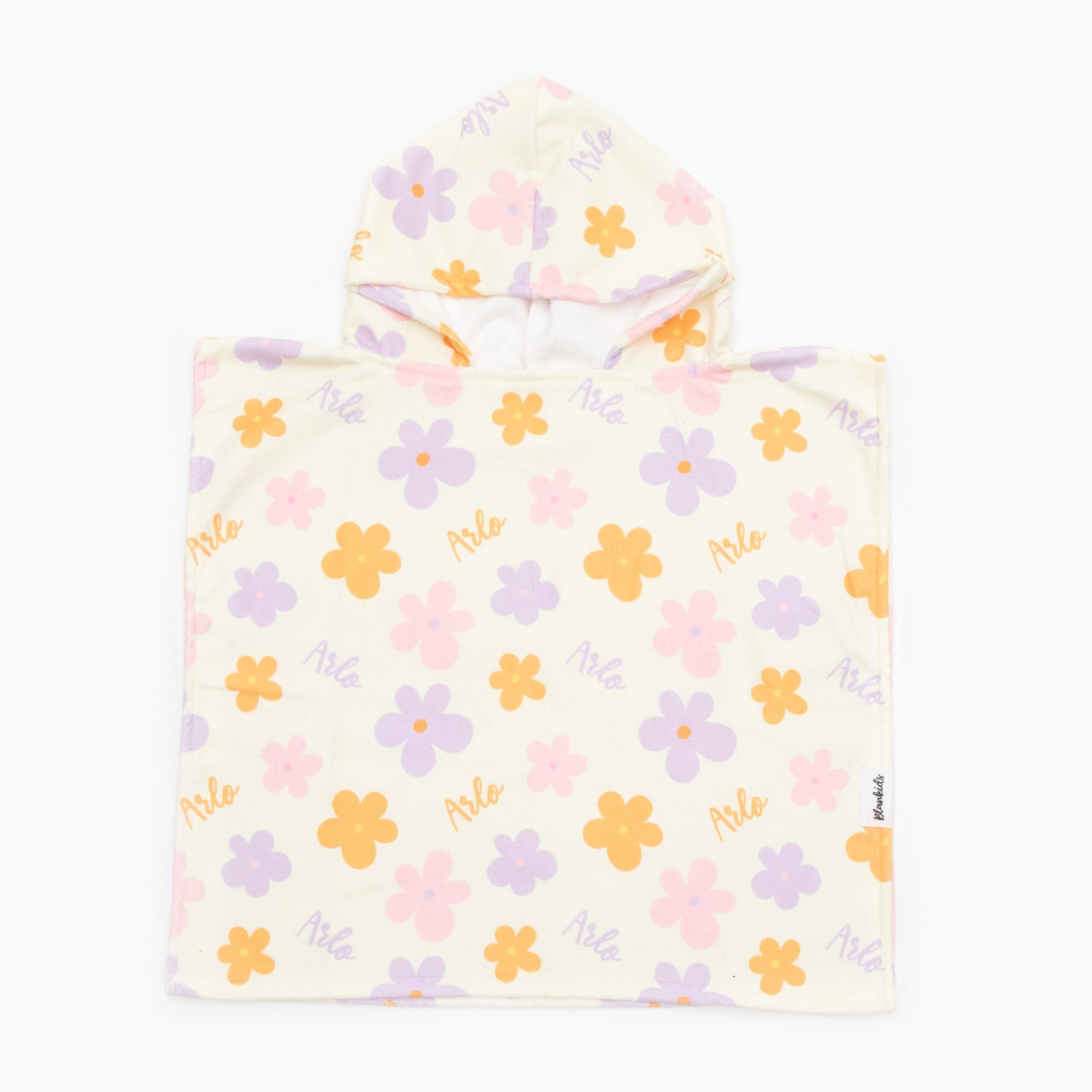 Personalised Hooded Towel Groovy Florals Blankids