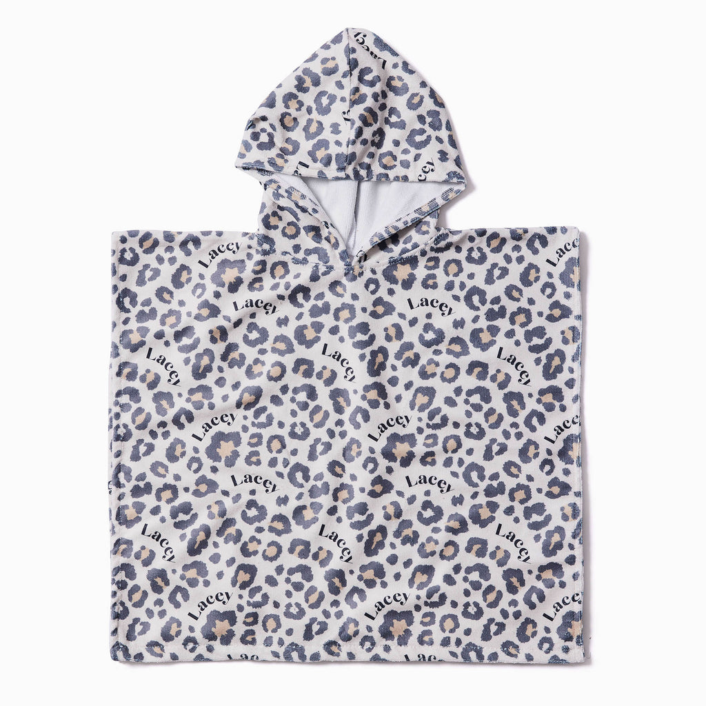 Personalised Hooded Towel - Leopard Print - Blankids