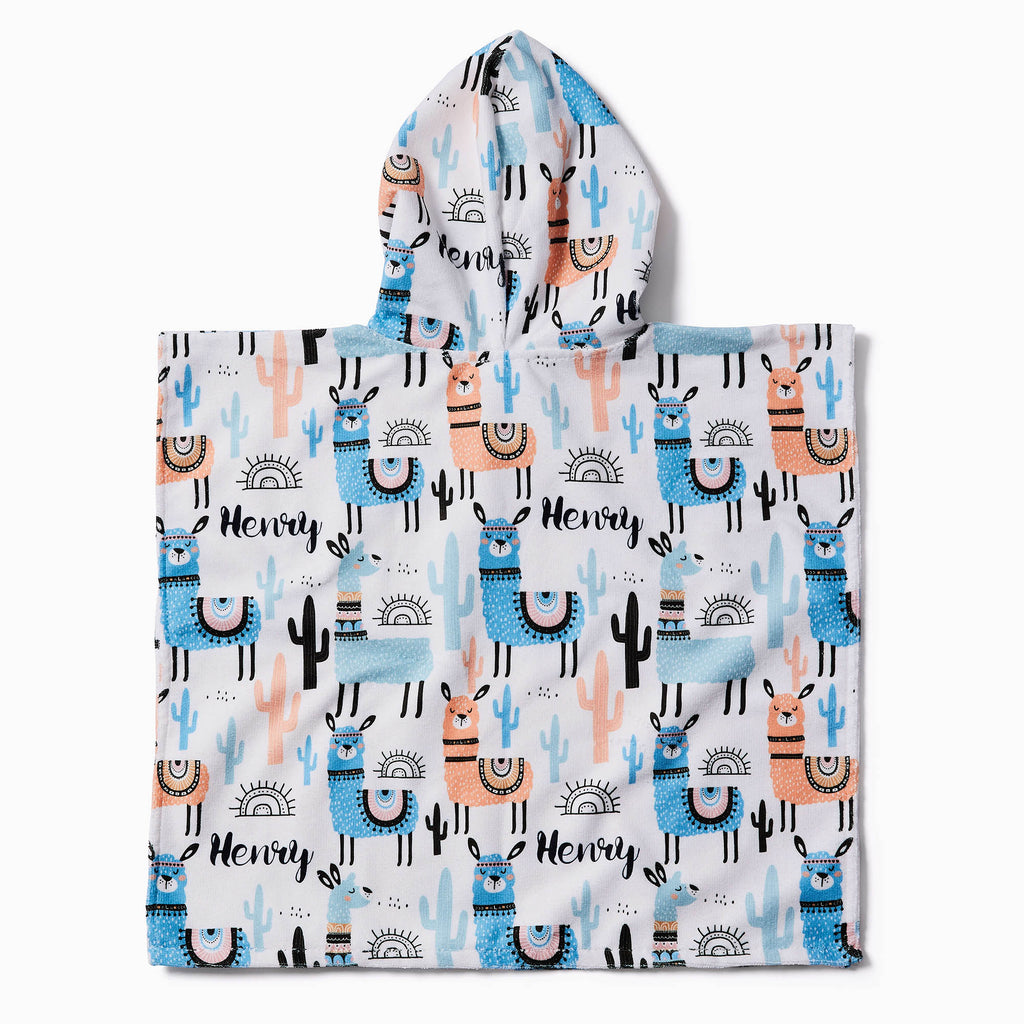 Personalised Hooded Towel - Llamas - Blankids