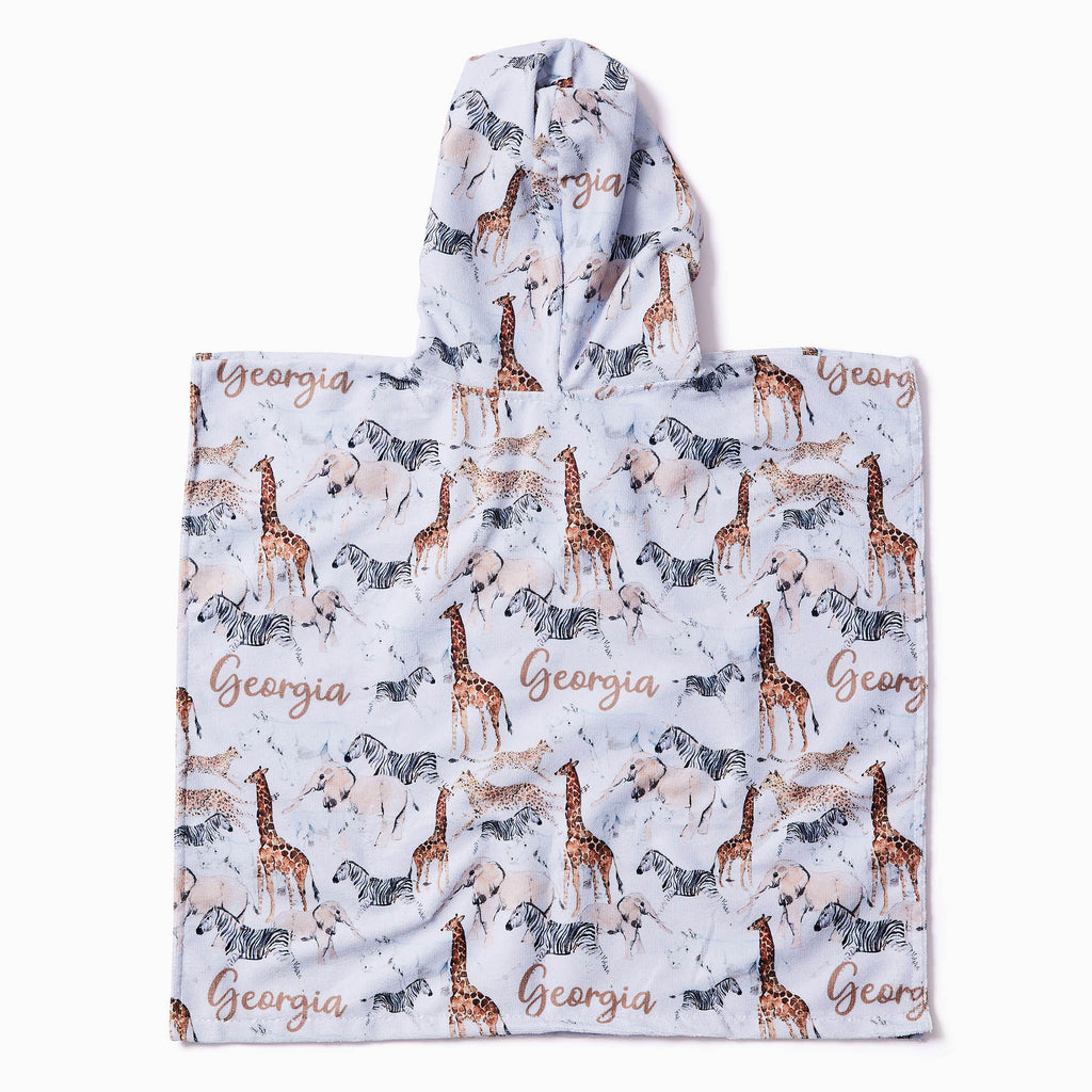 Personalised Hooded Towel - Safari Animals - Blankids
