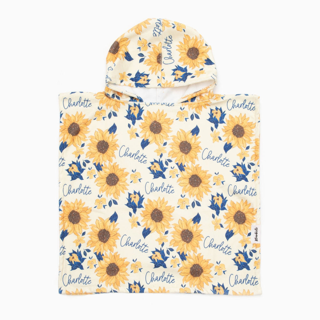 Personalised Hooded Towel - Sunflower Florals - Blankids