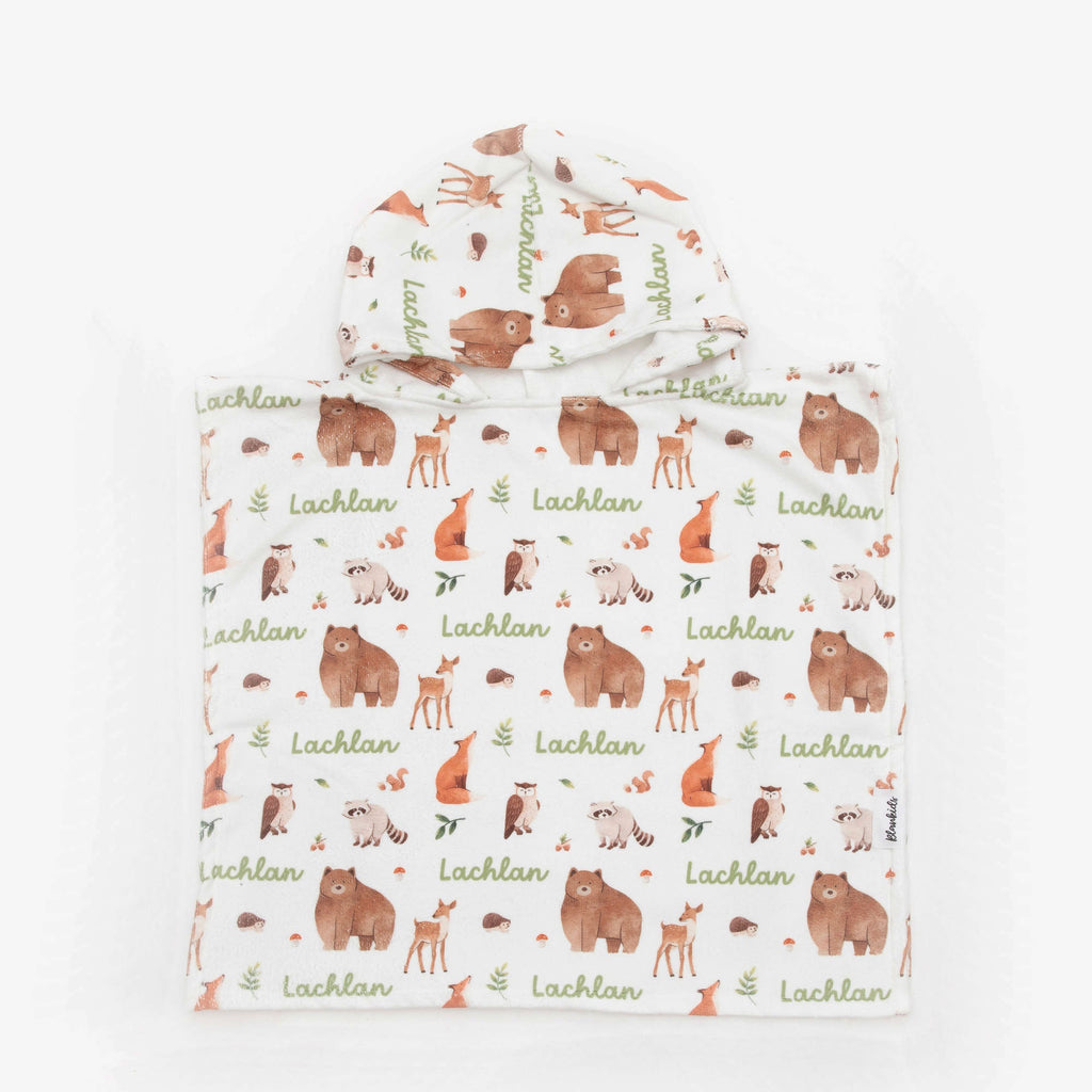 Personalised Hooded Towel - Woodland Animals - Blankids