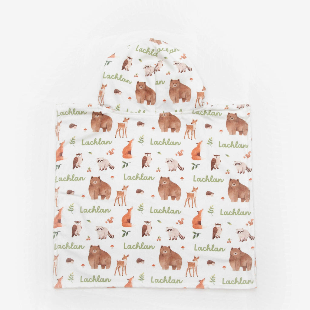 Personalised Hooded Towel - Woodland Animals - Blankids