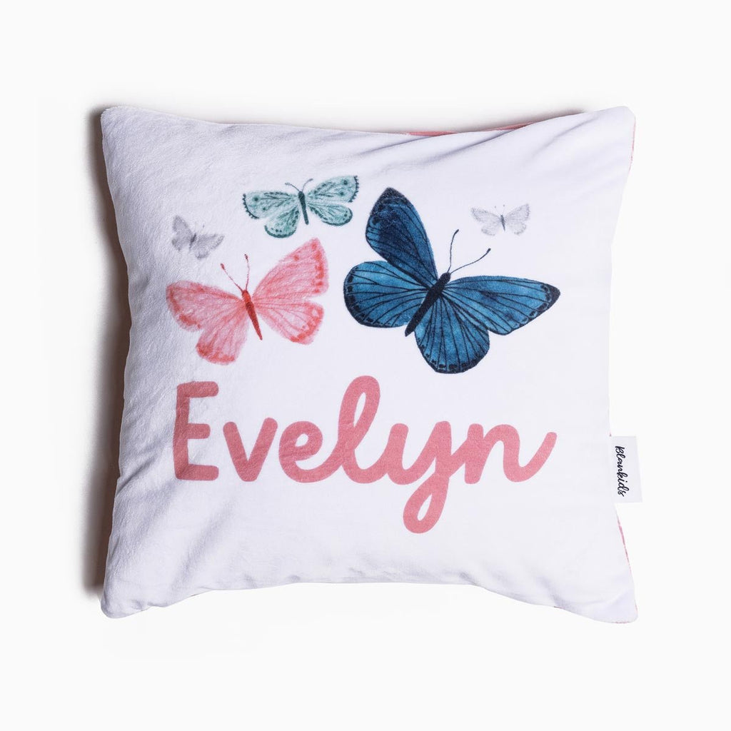 Personalised Name Throw Cushion - Butterflies - Blankids