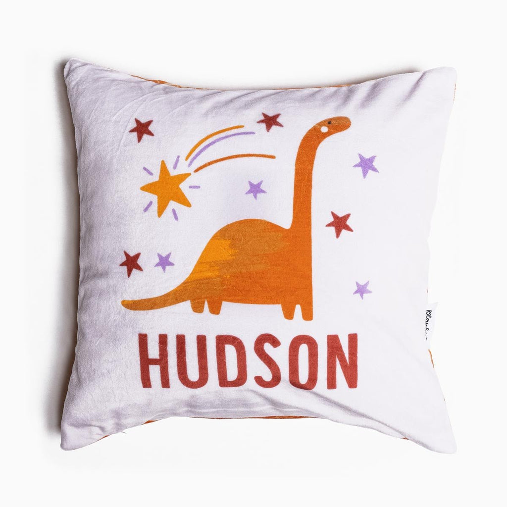 Personalised Name Throw Cushion - Dinosaur Rainbow - Blankids