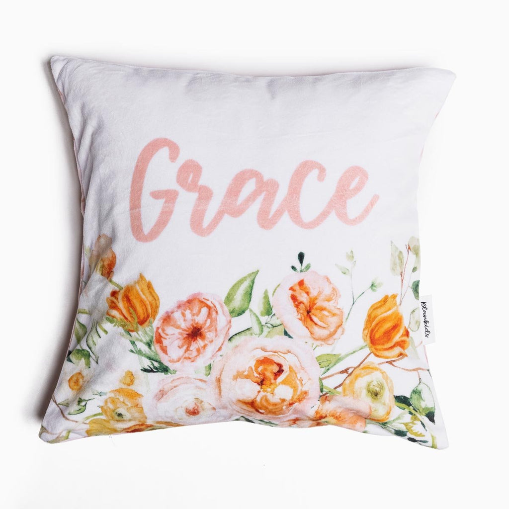 Personalised Name Throw Cushion - Floral - Blankids