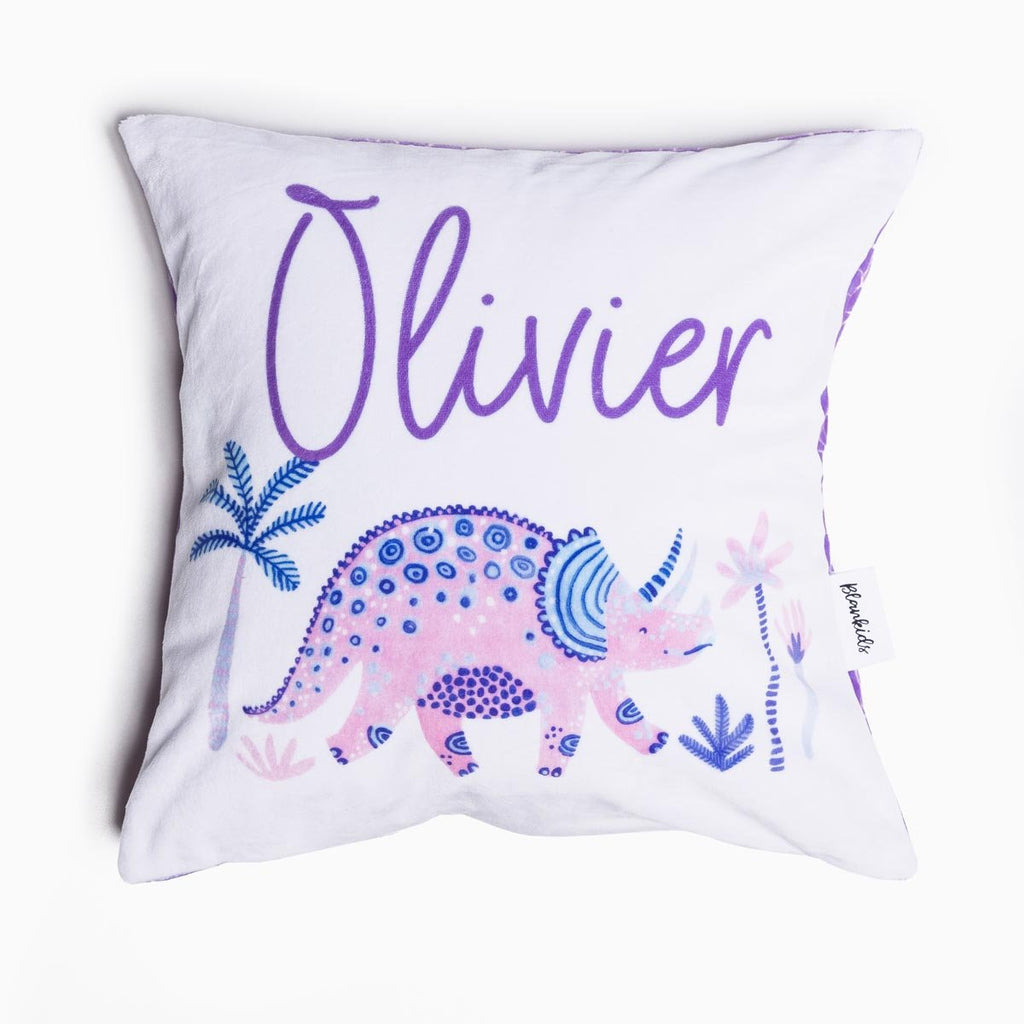 Personalised Name Throw Cushion - Girly Dinosaurs - Blankids
