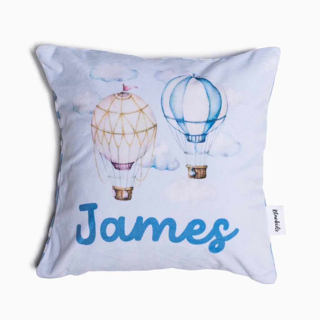 Personalised Name Throw Cushion - Planes and Hot Air Balloons - Blankids
