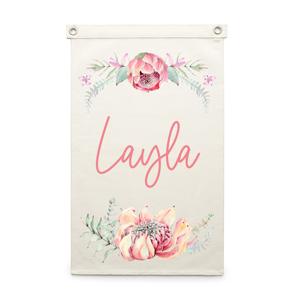 Personalised Name Wall Hanging - Aussie Florals - Blankids