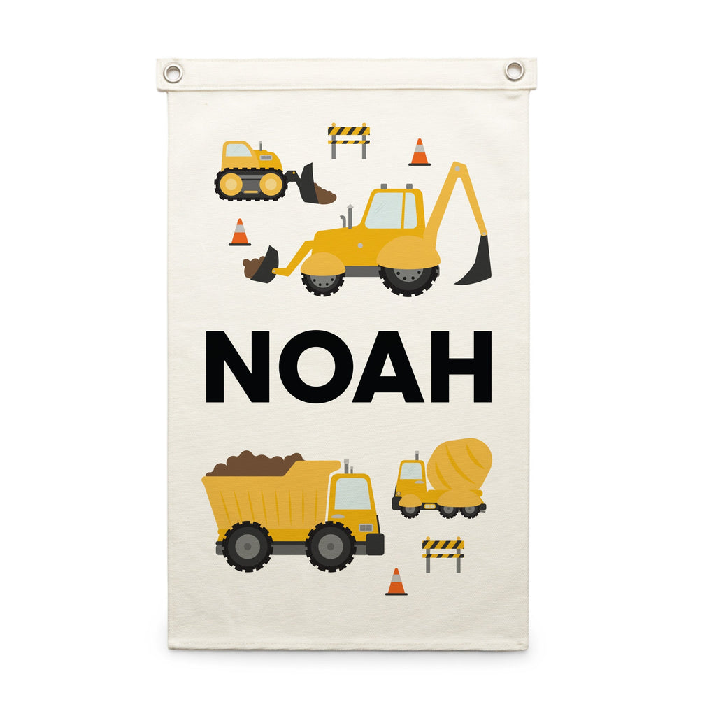Personalised Name Wall Hanging - Construction Trucks - Blankids
