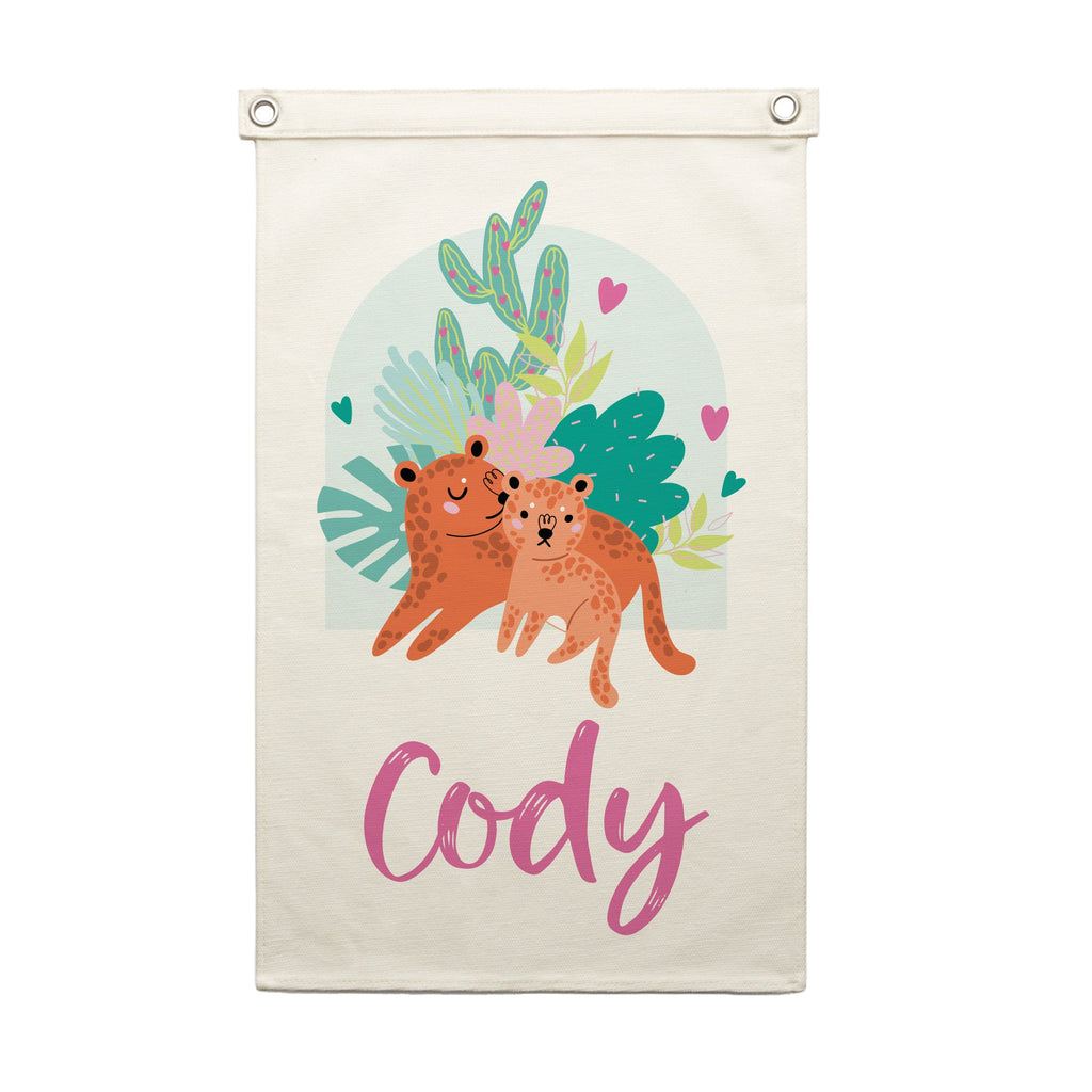 Personalised Name Wall Hanging - Mother and Baby Animals - Blankids