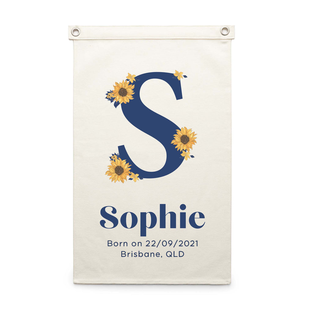 Personalised Name Wall Hanging - Sunflowers - Blankids