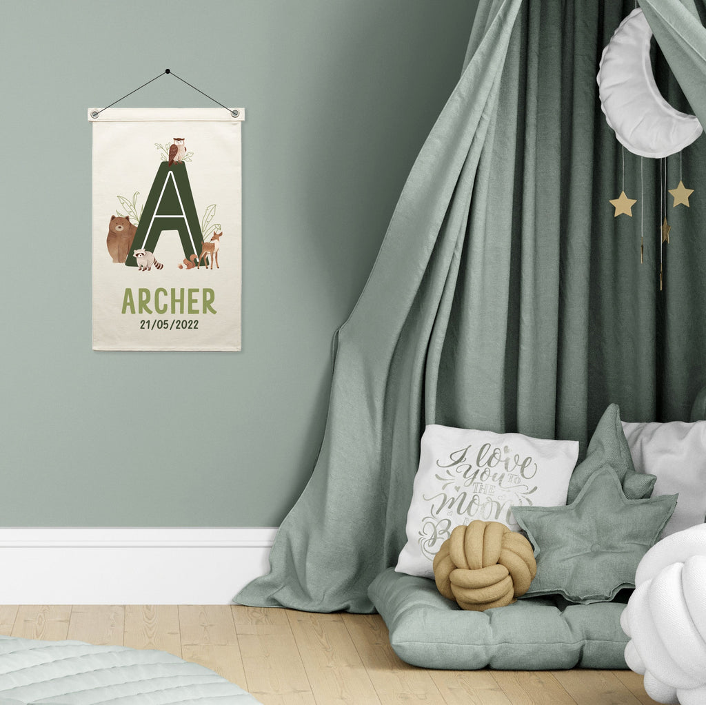 Personalised Name Wall Hanging - Woodland Animals - Blankids
