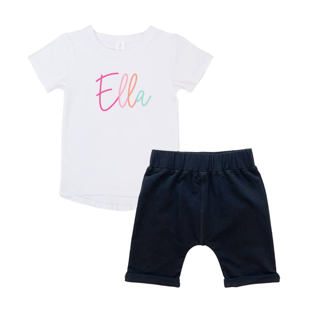 Personalised Tee & Short – Kids Set - Colourful Name - Blankids