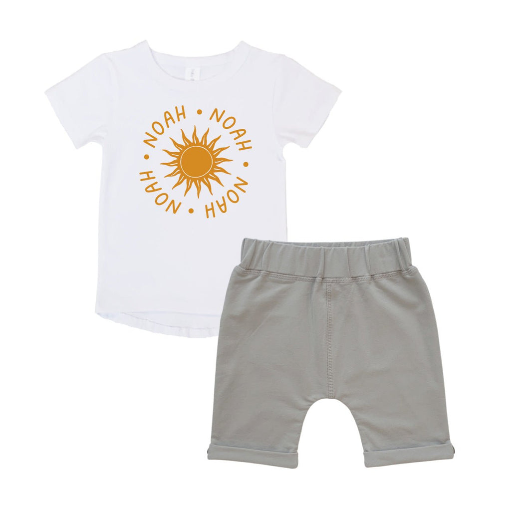 Personalised Tee & Short – Kids Set - Sun Stamp - Blankids